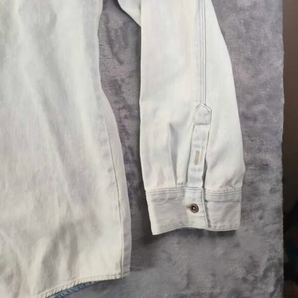 Natural Reflections Womens L Chambray Shirt Embroidered Button Up Cotton Western - Picture 7 of 10